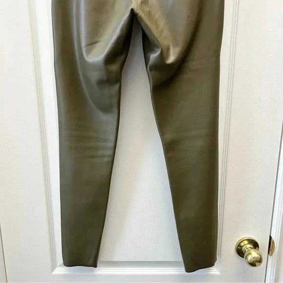 Topshop Piper Faux Leather Leggings Olive  Khaki Green Size 4 - Picture 8 of 14